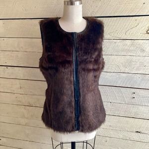 Brown faux fur vest Halfulrnstun